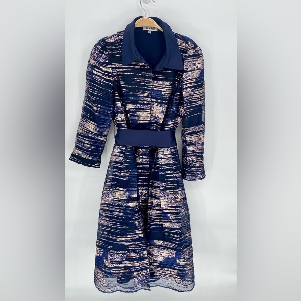 Teri Jon Blue and Gold Dress Size 10